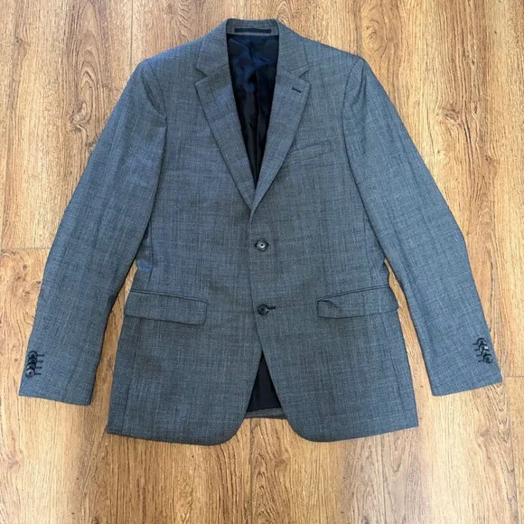 Theory‎ Wellar Charde Mens 42R Gray Glen Plaid Wool 2-Button Blazer Sport Coat