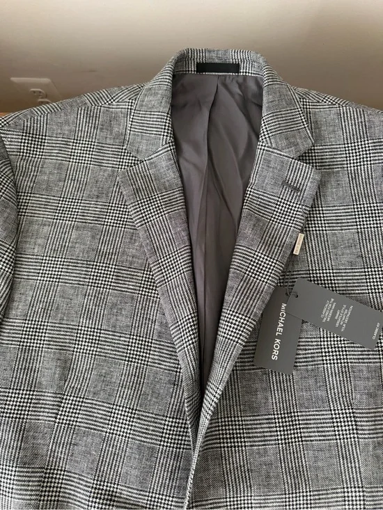 Michael Kors Black and Gray Glen Plaid Sport Coat