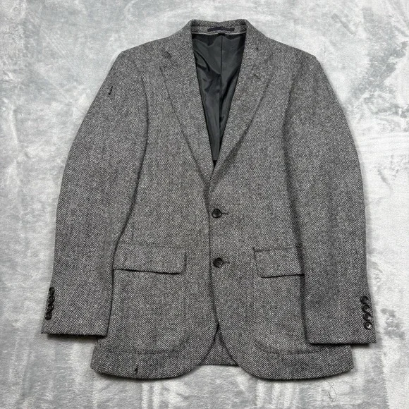 J.Crew Ludlow Moon British Cloth Gray Herringbone Sport Coat Blazer 34S Slim*