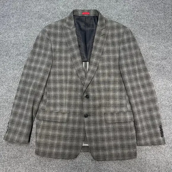 John Varvatos Men’s Deconstructed Soft Blazer Peak Label Plaid Sport Coat 40R