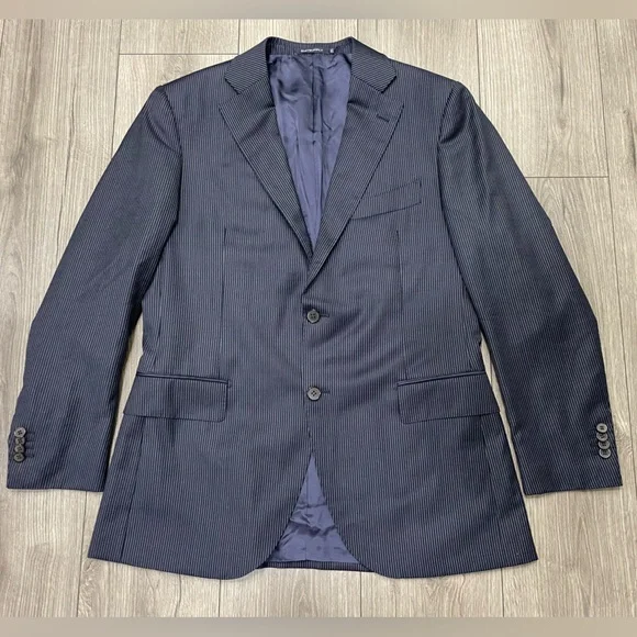 SuitSupply Lazio Single Breasted Int Slim 42R Blue‎ Stripe Blazer Sport Coat