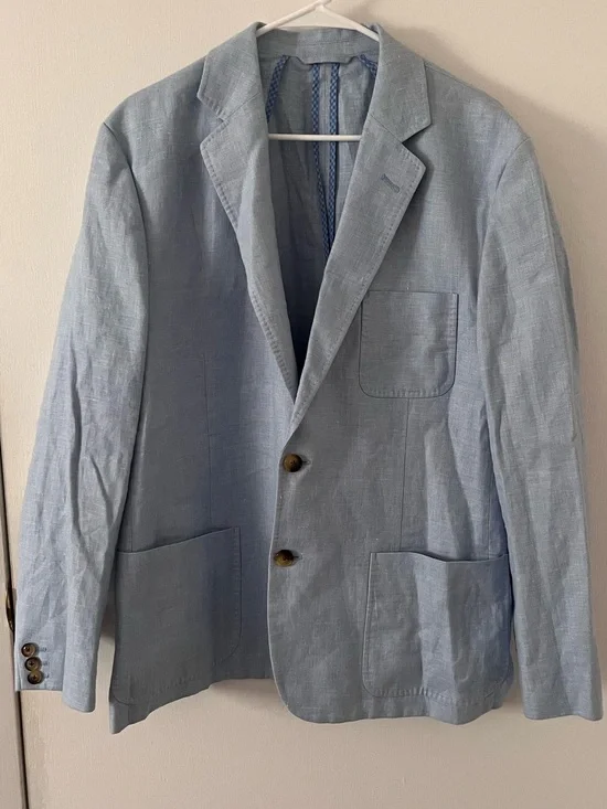 Vineyard Vines Mens Linen Cotton Unstructured Blazer Light Blue Size Large