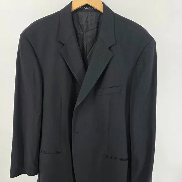 Hugo Boss Black Wool Blazer – Size 48R – Made in USA Three-Button Sport‎ Coat