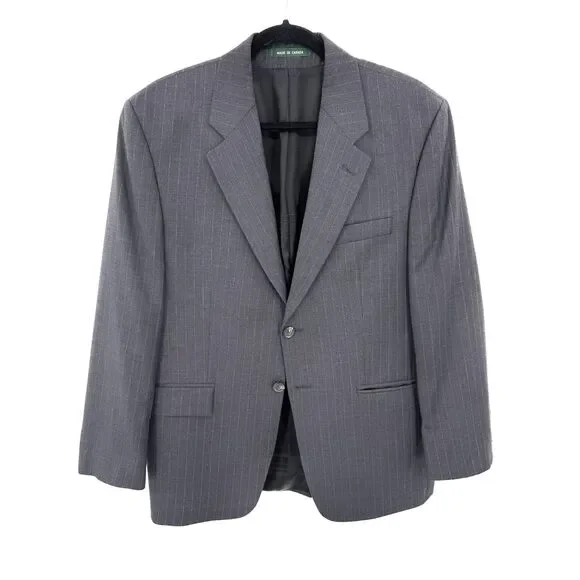 LAUREN RALPH LAUREN Gray Pinstripe 2 Button Blazer Jacket Size 38S