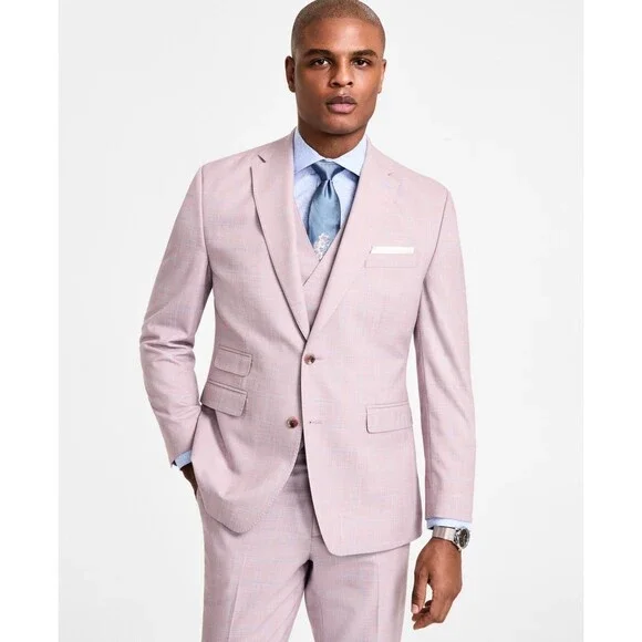Tayion Collection Regular-Fit Suit Jacket Men's 44R Pink Button Closure L/S
