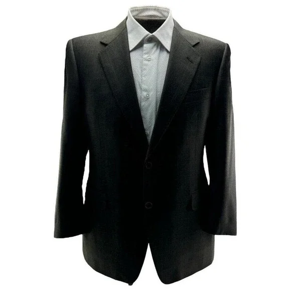 Samuelsohn Dusted Gray Check‎ Super 120 Wool 2 Button/Vent Blazer Mens Size 41R