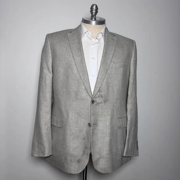 Joseph Abboud Heritage Blazer Mens 48L Gray Linen Wool‎ Blend (damaged)