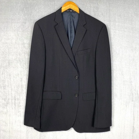 BOSS Wool Blazer Mens 40R Black USA Union Made Tailored Quiet‎ Luxury