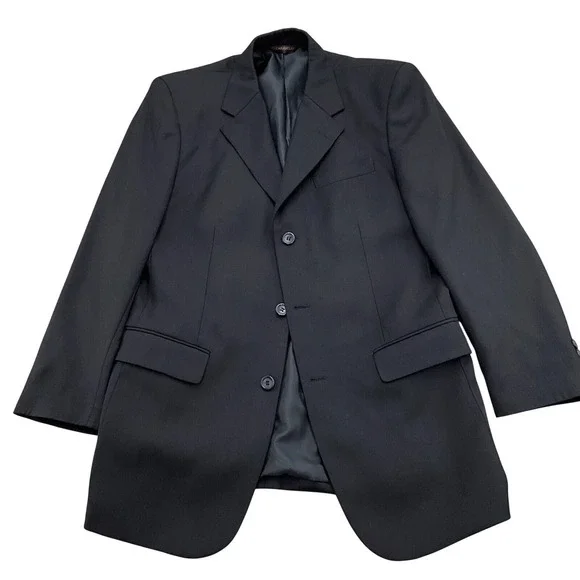 Caravelli Blazer Mens 36R Black Herrigbone Superior 150s High Tech Italian