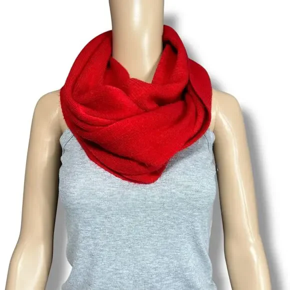 Womens Soft Knit Infinity Scarf Bright Red
