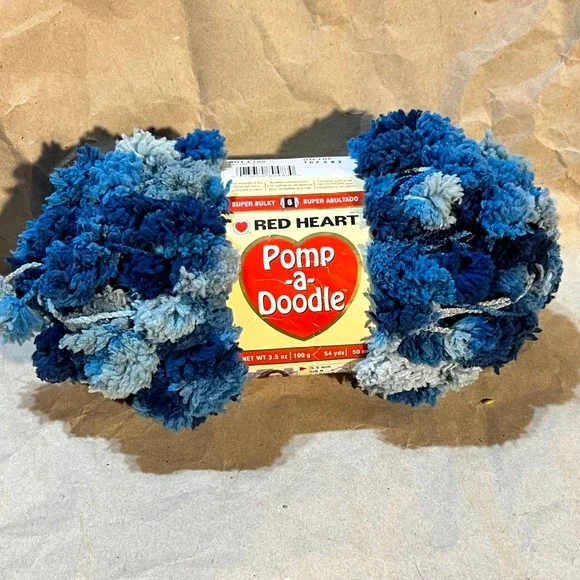 Red Heart 3.5oz Pomp-a-Doodle Yarn Shoreline Blue Super Bulky 6 E765