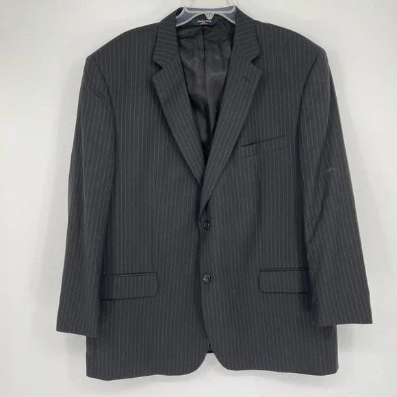 Joseph & Feiss Men's Black Pinstripe Super 120's Wool Blazer Jacket Size 42R