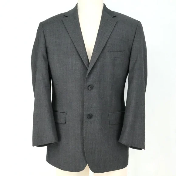 Kenneth Cole Sport Coat Mens 44R Gray Wool Jacket Lined Blazer Awearness Preppy