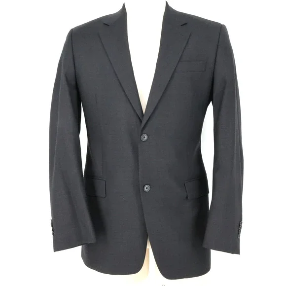 Calvin Klein Sport Coat Mens 40L Dark Gray Wool Jacket Lined Blazer Preppy