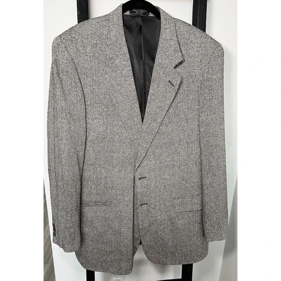 VINTAGE BLACK & WHITE BERT PULITZER 100% SILK SPORT COAT  44L blazer suit jacket