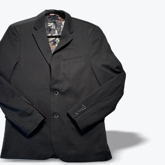 Soul of London Mens Blazer Jacket Black Floral Lining Two Button Sport Coat
