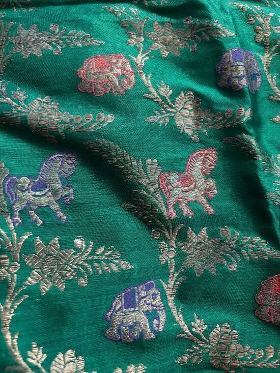 banarasi saree vintage green silk 70