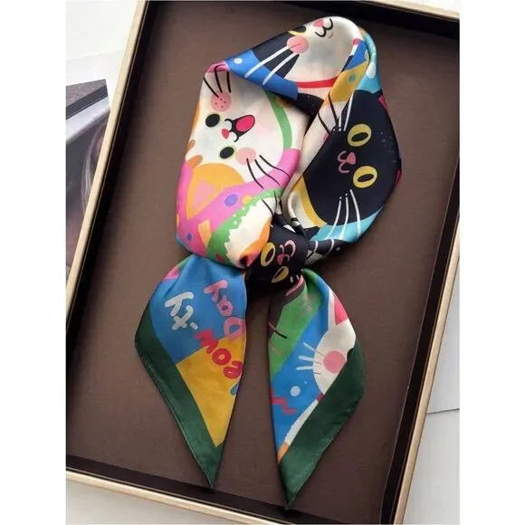Colorful Cat Print Scarf M798