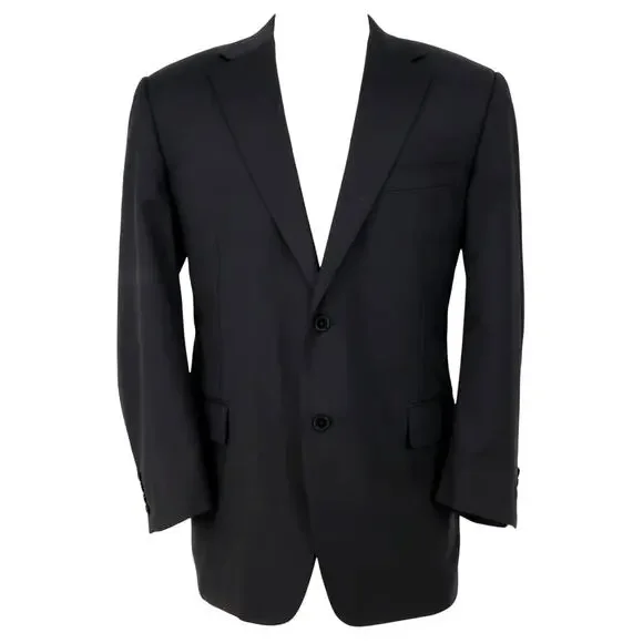 Canali Sport Coat Mens 56 IT 46R Black Gray Plaid Wool Lined Blazer Jacket Italy
