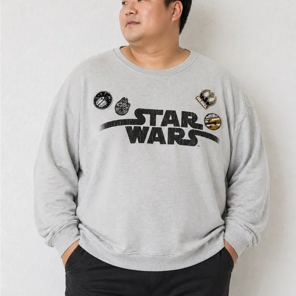 Her‎ Universe Light Gray Star Wars Crewneck Sweatshirt with Black Logo XXL
