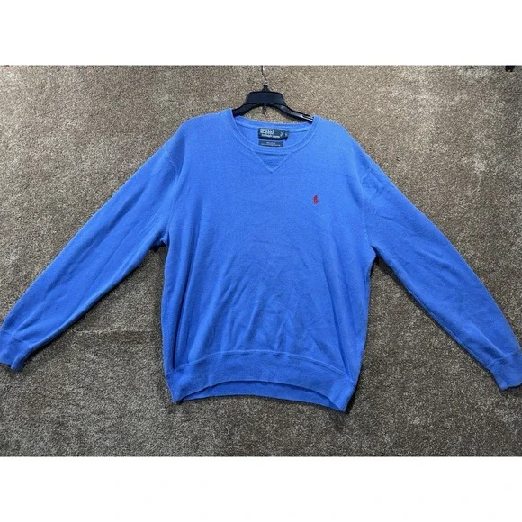 Vintage Polo Ralph Lauren Sweater Mens Large Blue Red Pony Long‎ Sleeve