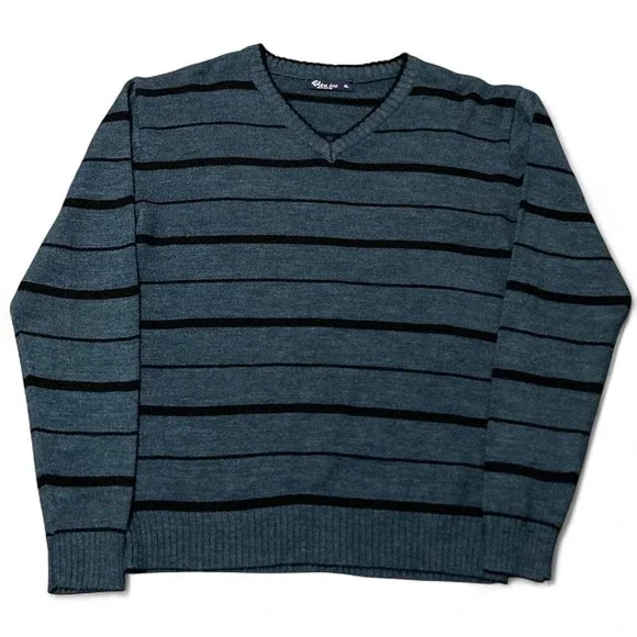 Bleu‎ ice v-neck sweater blue black cotton acrylic size XL/22