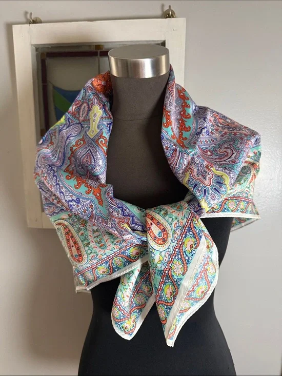 ECHO 100% Silk Scarf - Vibrant Multicolor Paisley Print