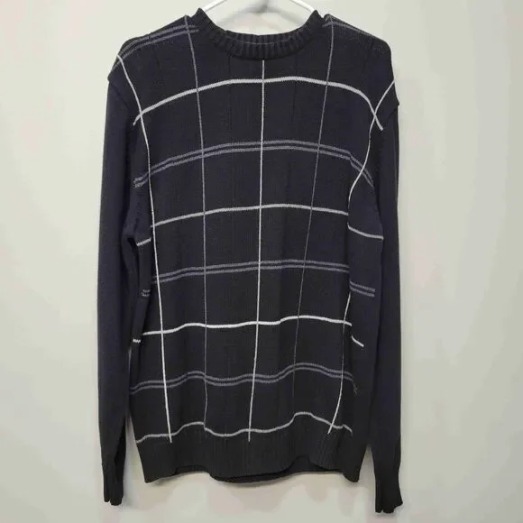 Oscar Del La Renta Sweater Large Black‎ Plaid Academia Professor Luxury Grandpa