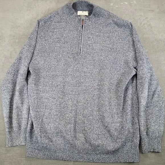 Oak Hill Mens‎ Sweater 1XLT Heather Blue Half Zip Pullover Long Sleeve