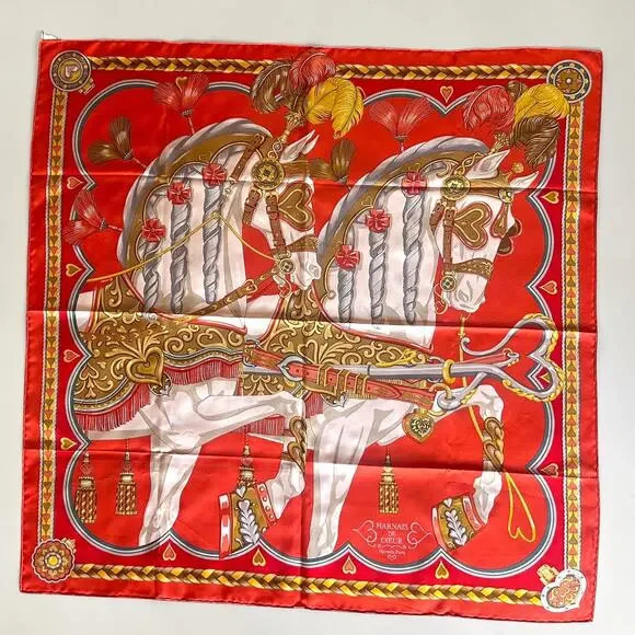 Hermès Harnais de Coeur Silk Carré 90 Scarf | Equestrian Print