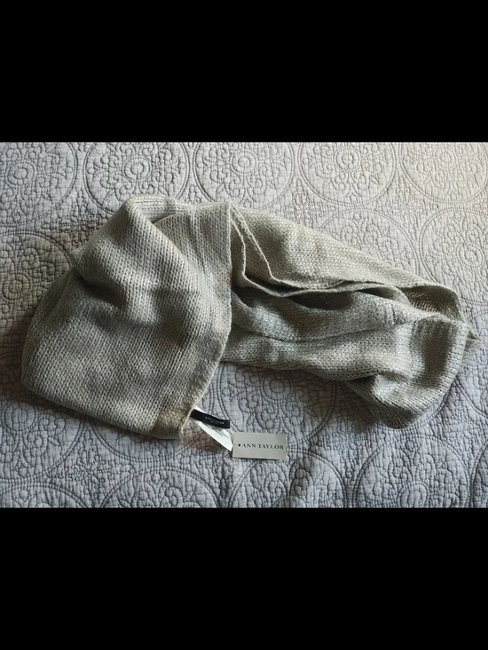 Ann Taylor Heathered Light Gray Knit Scarf
