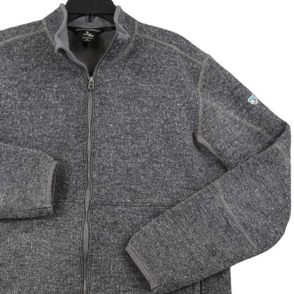 Kuhl Interceptr Full Zip Jacket Mens XL Gray Fleece Lined Wool Hiking Layer