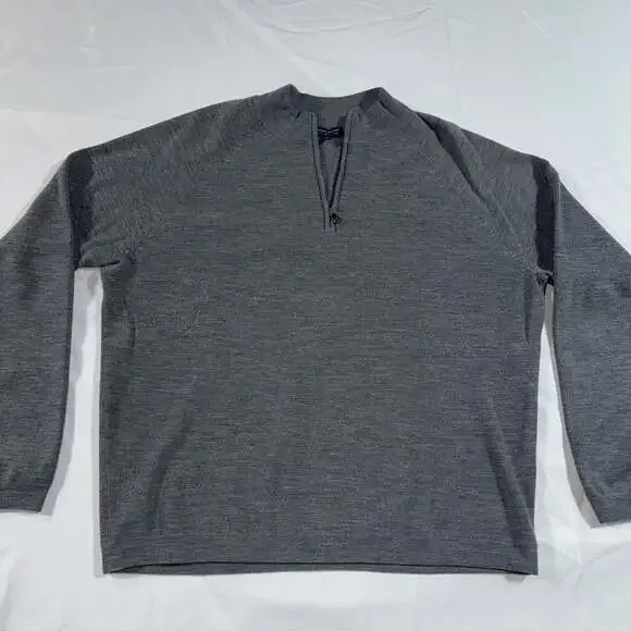 Peter Millar Collection Gray Merino‎ Wool  Quarter-Zip Size XL