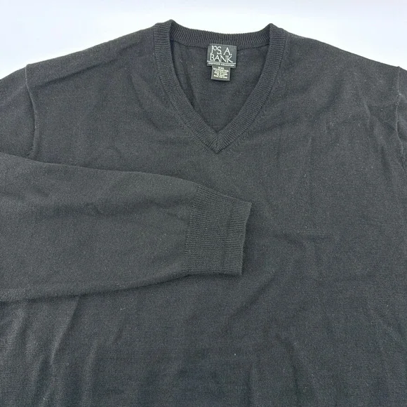 Jos A Bank V Neck Sweater Men XXL Executive Collection Black Merino Wool  Blend‎