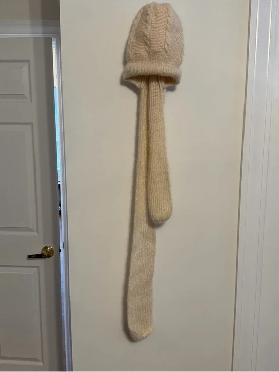 Soft Cream Knit Beanie and Scarf Set