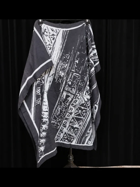 Vintage Black & White Graphic Oversized Scarf Shawl