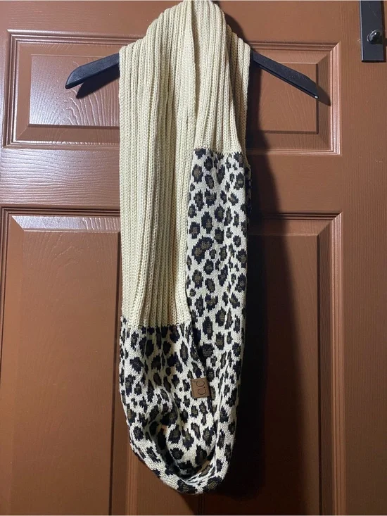 C.C Exclusives Leopard Infinity Scarf Cream Brown Black
