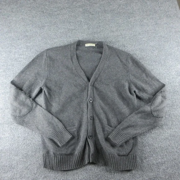 J.Crew Sweater Mens Small Gray V Neck Cotton Cashmere Knit Cardigan Pockets