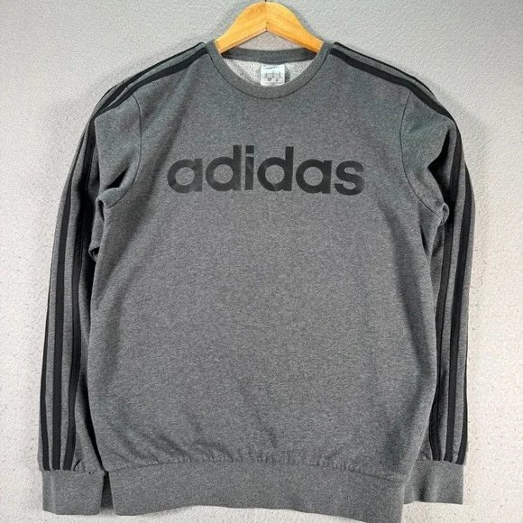 Adidas Crewneck Sweatshirt Mens Small Gray Fleece Logo Sportswear‎ Athleisure