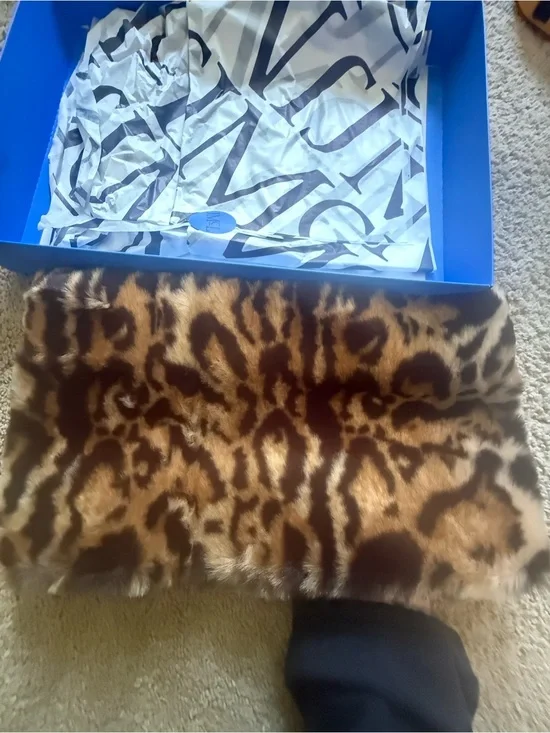 J. McLaughlin Brown and Black Leopard Faux Fur Scarf