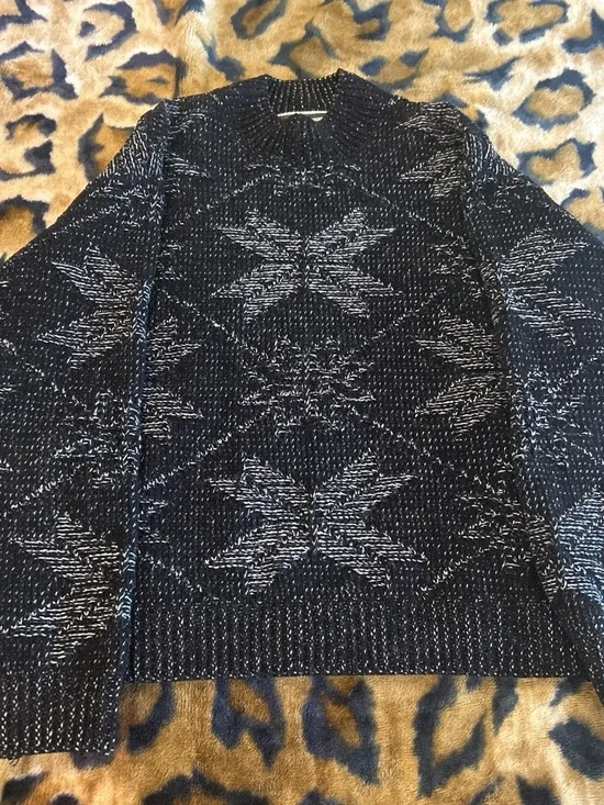 Weatherproof Men's Navy and White Patterned Crewneck Sweater