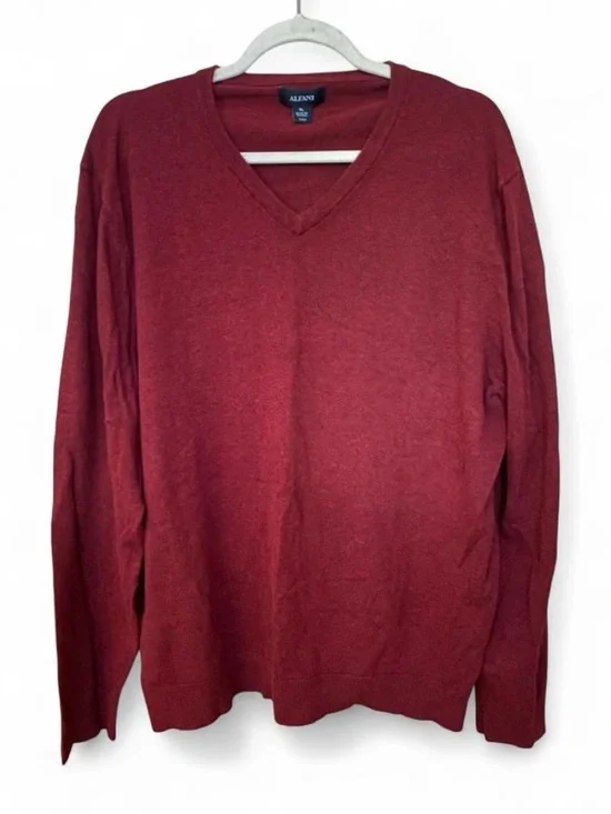 Alfani Men’s V-Neck Cotton Blend Knit Sweater - Burgundy