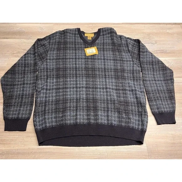 Vintage‎ Merino Wool Sweater Tricots St Raphael Preppy Cabincore Houndstooth XL