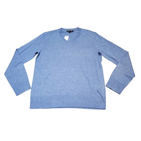 Banana Republic Men's‎ Medium Blue V-Neck Sweater NWT Extra Fine Merino Wool
