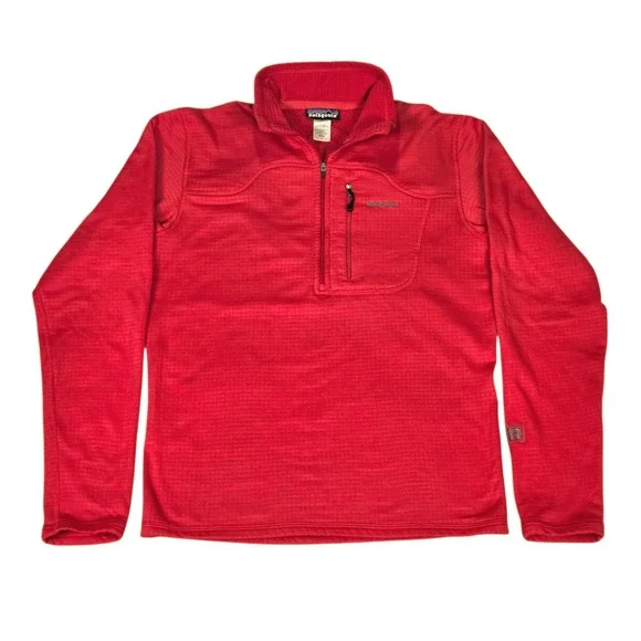 Patagonia R1 Fleece Pullover Mens‎ S Womens Medium Red 1/4 Zip Polartec