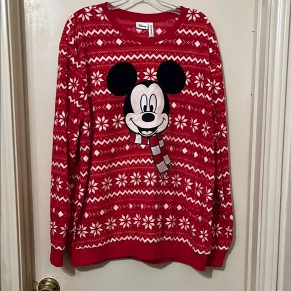 Disney Red Snowflake ❄️ Mickey Mouse Mens Sweater​