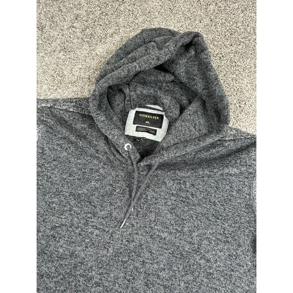 Quiksilver Hoodie L Gray‎ Knit Pullover Kangaroo Pocket Surf Skater Streetwear