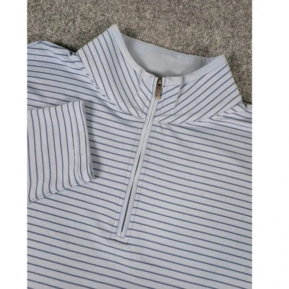 FootJoy French Terry 1/4 Zip Pullover Mens M Blue Striped Performance Golf Shirt
