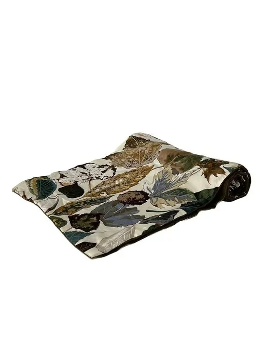 Hermes Scarf Ivory Dark Brown Multi Angora Silk