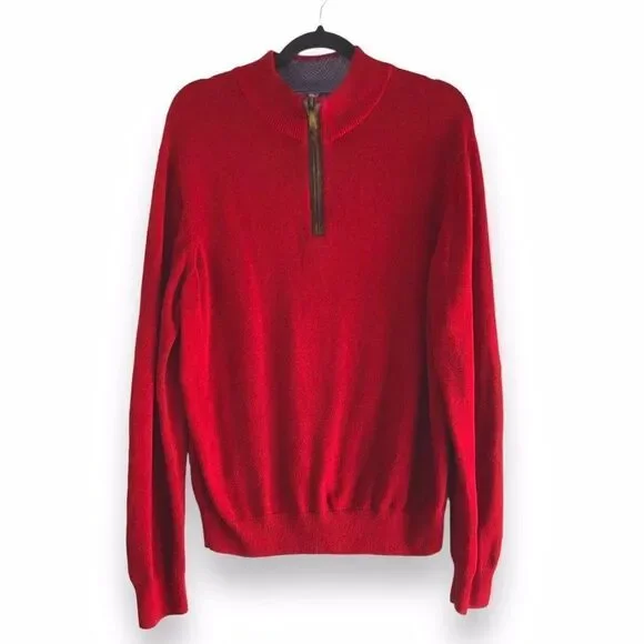 Vineyard Vines Medium Baby Alpaca Blend 1/4 Zip Mock Neck Sweater Elbow Patched‎